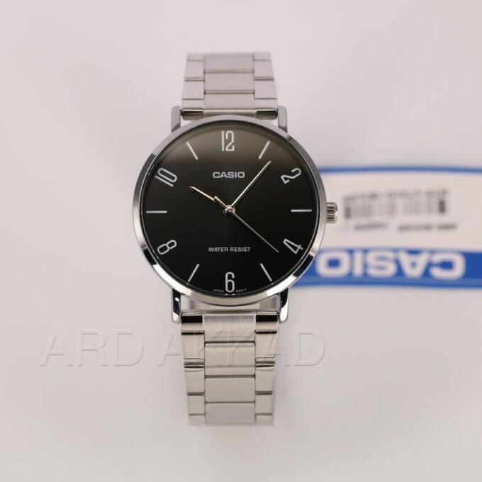 Montre CASIO Homme - MTP-VT01D-1B2UDF - Bracelet Gris En Acier Inoxydable - Résistante à l'eau - 12 Mois De Garantie