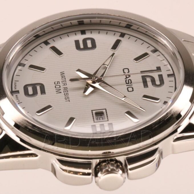 Montre CASIO Homme - MTP-1314D-7AVDF - Bracelet Gris En Acier Inoxydable - Cadran Blanc - 12 Mois De Garantie