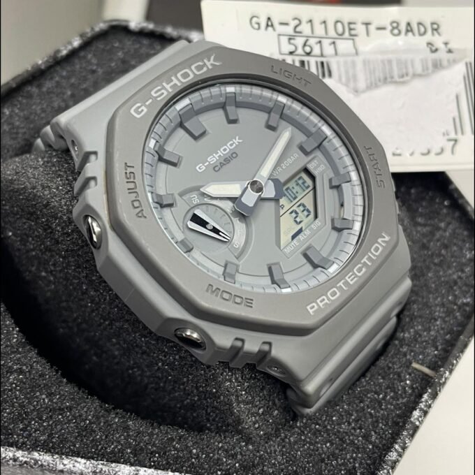 Montre Homme Casio G-Shock GA-2110ET-8ADR - Bracelet Gris En Silicone - Résistance à l'eau 200 Mètres