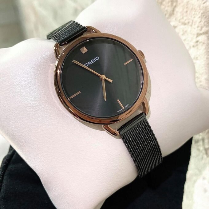 CASIO LTP-E415MBR-1CDF Montre Pour Femmes - Noir/Or Rose