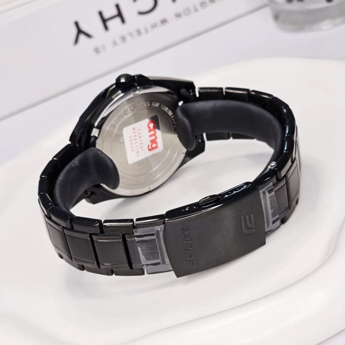 Montre Homme Casio EFV-150DC-1AVUDF – Acier inoxydable, bracelet et boîtier plaqué ion noir, verre minéral, étanche 100m, affichage analogique, date, précision ±20s/mois, 46,5×42,6×9mm, 113g