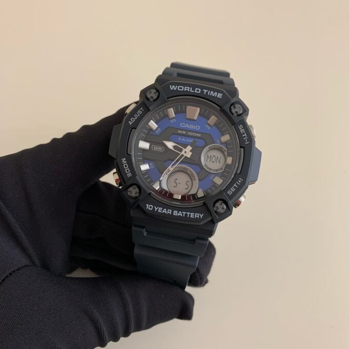 Montre Homme Casio Combinaison analogique-numérique AEQ-120W-2AV - Bracelet Noir en Résine - Résistance à l'eau 10 ATM