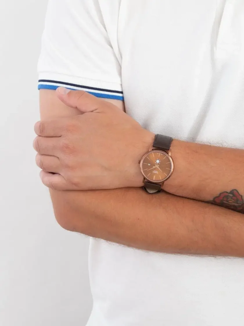 montre homme casio mtp b125rl 5avdf bracelet en résine marron affichage analogique résistant à l'eau
