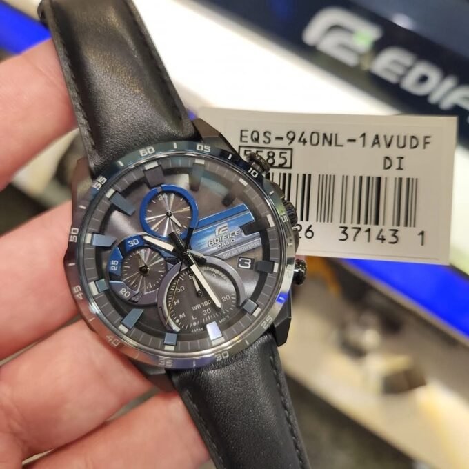 Montre Chronographe Casio Edifice Eqs-940Nl-1Avudf Pour Homme Avec Bracelet En Cuir - Verre Saphir