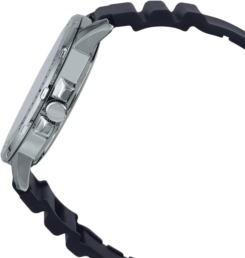 montre homme casio mtp vd300 7budf bracelet en résine noir chronographe >affichage analogique résistant à l'eau
