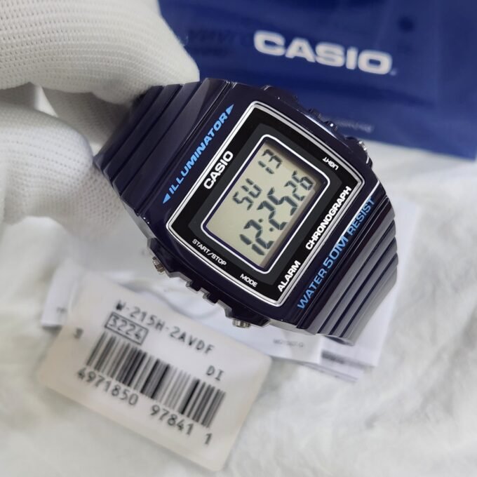 Montre Enfant CASIO - W-215H-2AVDF - Bracelet Noir En Resine - Boitier En Resine - Résistante à l'eau - 12 Mois De Garantie