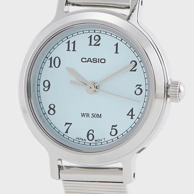 Montre femme Casio LTP-B170D-2BVDF – Acier inoxydable, bracelet maille, verre minéral, étanche 50m, précision ±20s/mois – Bleu