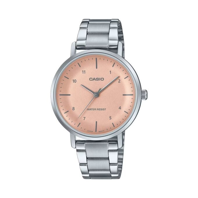 Montre Casio - Femme - Analogique, Chronométrage, Résistante à leau, Autonomie 3 ans - Bracelet Acier Inoxydable - Argent/Rose - LTP-VT03D-4BDF