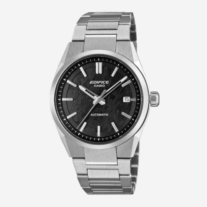 Montre CASIO Homme Automatique, Rond, Alarme, Chronographe, Date, Sport, Quotidien, 38 mm, Étanche 100m, Verre Saphir, Acier, Cadran Noir, Bracelet Gris - EFK-110D-1ADR