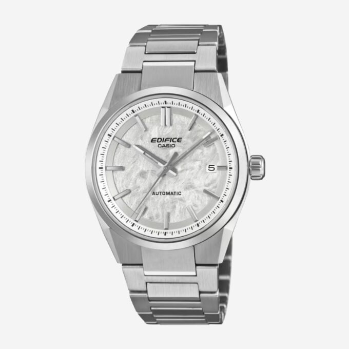 CASIO - Montre Homme - Automatique, Rond, Sport, Quotidien - Acier - Cadran Blanc, Bracelet Gris - EFK-110D-7ADR