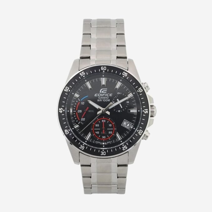 Montre CASIO Homme Quartz Sport Acier, Cadran Noir Rond 44 mm, Bracelet Acier Gris, Alarme Chronographe Date, Étanche 100m, Verre Minéral - EFV-540D-1AVUDF
