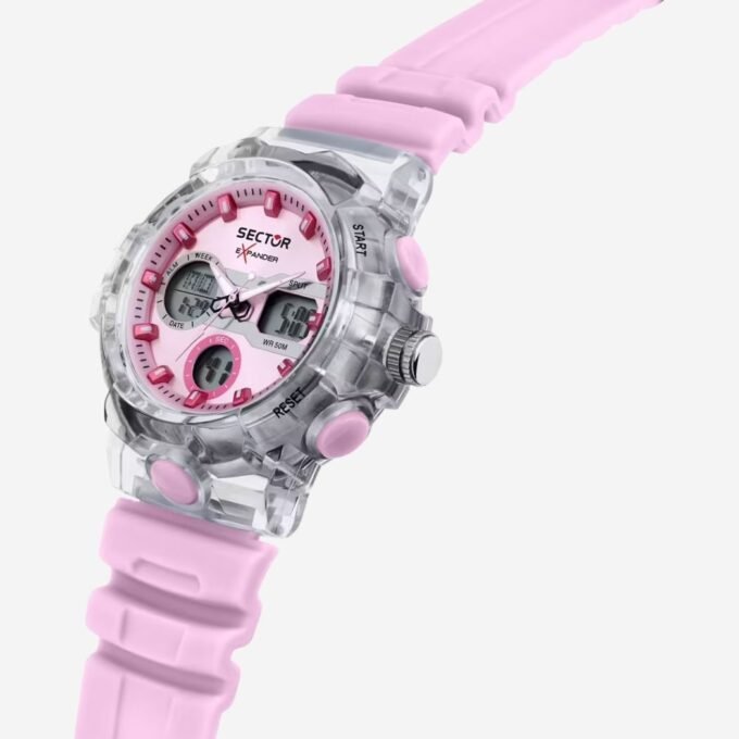 Montre SECTOR Adulte Quartz, Cadran Rond Violet, Bracelet Résine Violet, Verre Minéral, Date, Étanchéité 50m, Diamètre 43mm, Style Classique, Usage Quotidien - R3251242501