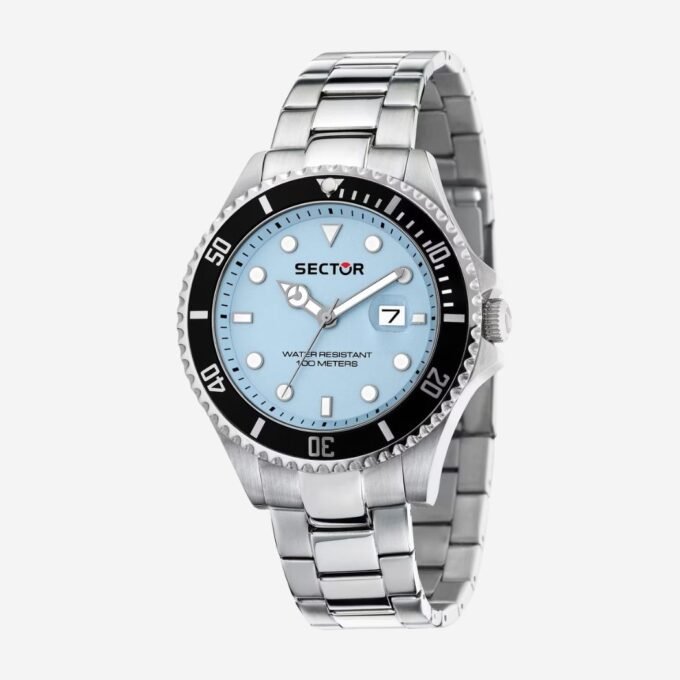 Montre SECTOR Adulte Quartz, Acier, Rond, Minéral, Date, Classique, 43 mm, 100m, Bleu, Gris - R3253161065