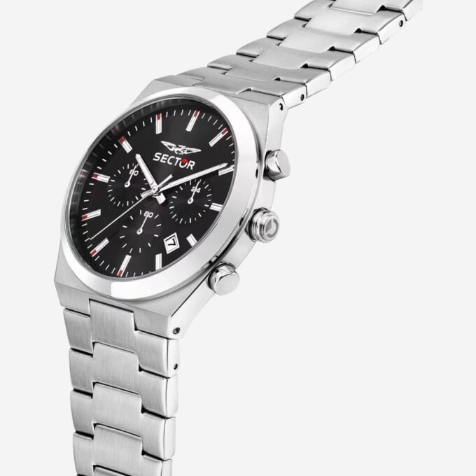 Montre SECTOR Adulte Quartz Rond Date Classique Quotidien 42 mm 50m Verre Minéral Acier Acier Noir Gris - R3273301001