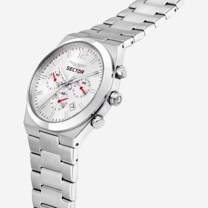 Montre SECTOR Adulte Quartz Rond Date Classique Quotidien 42 mm 50m Verre Minéral Acier Acier Gris Gris R3273301004