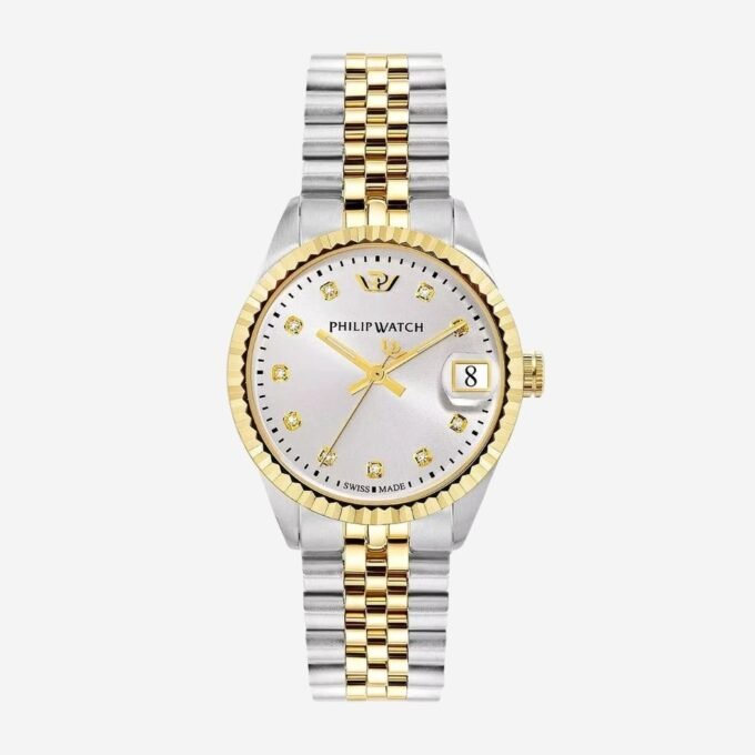 Montre PHILIP WATCH Femme - Quartz, Cadran Rond Gris, Verre Minéral, Fonction Date, Boîtier 35 mm Acier, Bracelet Acier Gris, Style Classique, Quotidien - Référence R8253597613