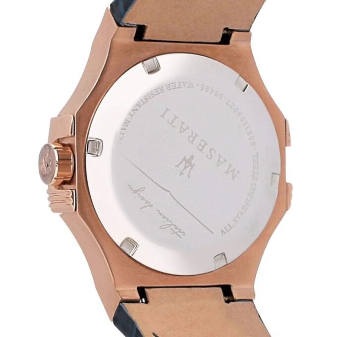 Montre-Bracelet Homme - Maserati Montre Potenza Blue Dial R8851108027 - Bracelet En Cuir Croco Noir Avec Dateur