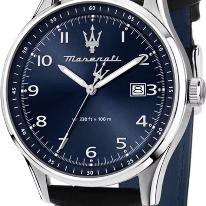 Montre Maserati Sorpasso – R8851124003 – Boîtier Inox 42 mm – Mouvement Miyota – Bracelet en Cuir – Cristal Minéral – Résistante à l'Eau 10 ATM (Adaptée à la Natation) – Garantie 2 Ans.