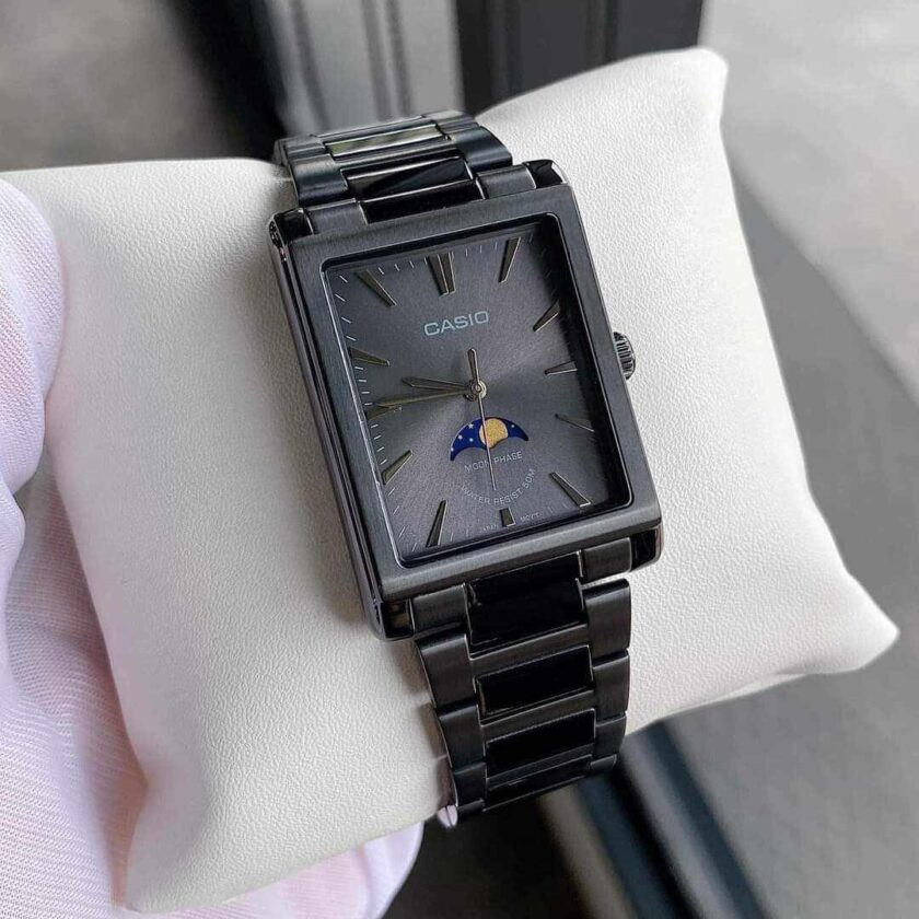 montre homme casio mtp m105b 1avdf bracelet en acier inoxydable noir affichage analogique résistant à l'eau