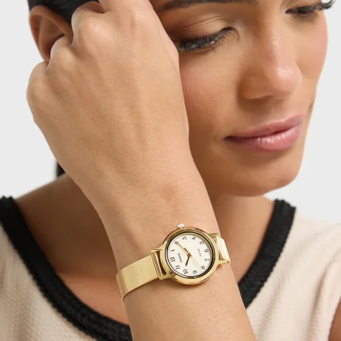 Montre femme Casio LTP-B170G-9BVDF – Acier inoxydable, plaqué or ionique, étanche 50m, bracelet réglable, verre minéral