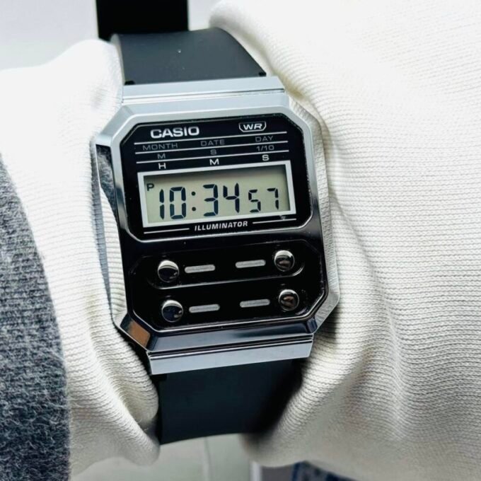 aiwatch_A100WEF-1ADF - Montre Homme Casio Vintage - A100WEF-1ADF - Bracelet en Résine noir - Résistant à l'eau