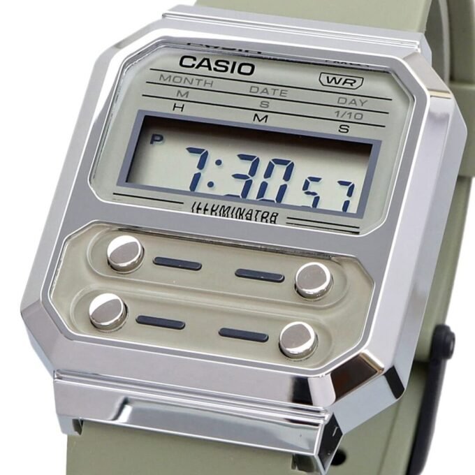 aiwatch_A100WEF-3ADF - Montre Homme Casio Vintage - A100WEF-3ADF - Bracelet en Résine gris - Résistant à l'eau