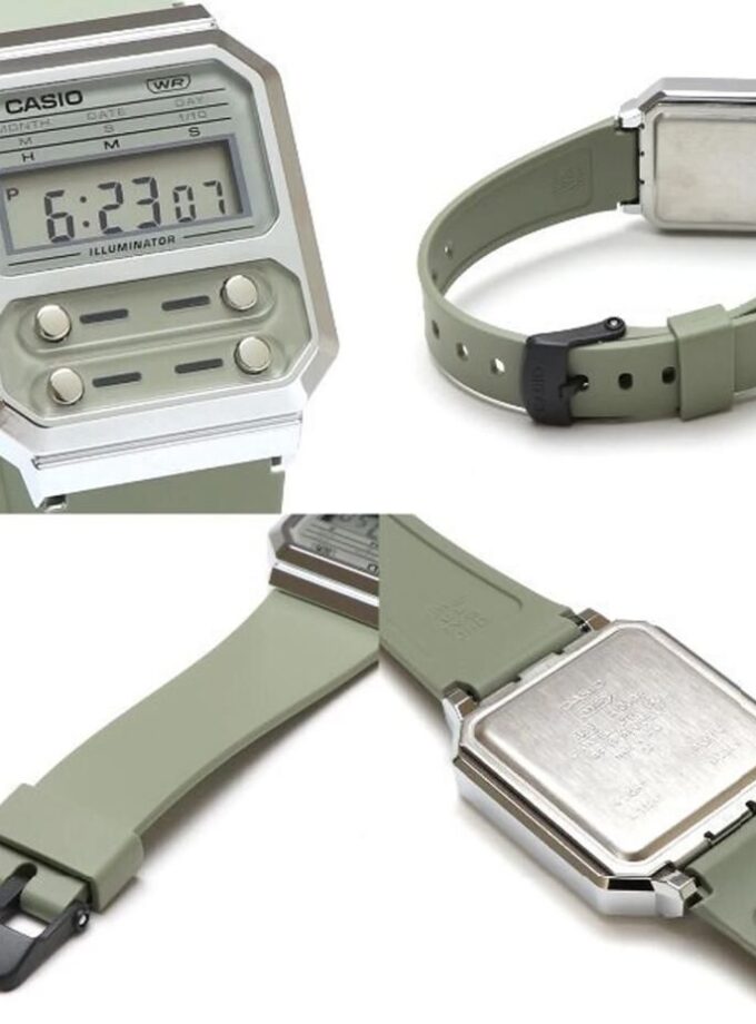 aiwatch_A100WEF-3ADF - Montre Homme Casio Vintage - A100WEF-3ADF - Bracelet en Résine gris - Résistant à l'eau