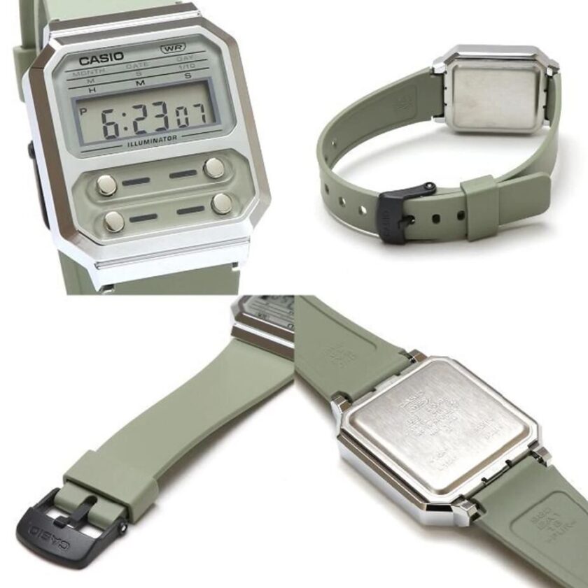 aiwatch_A100WEF-3ADF - Montre Homme Casio Vintage - A100WEF-3ADF - Bracelet en Résine gris - Résistant à l'eau