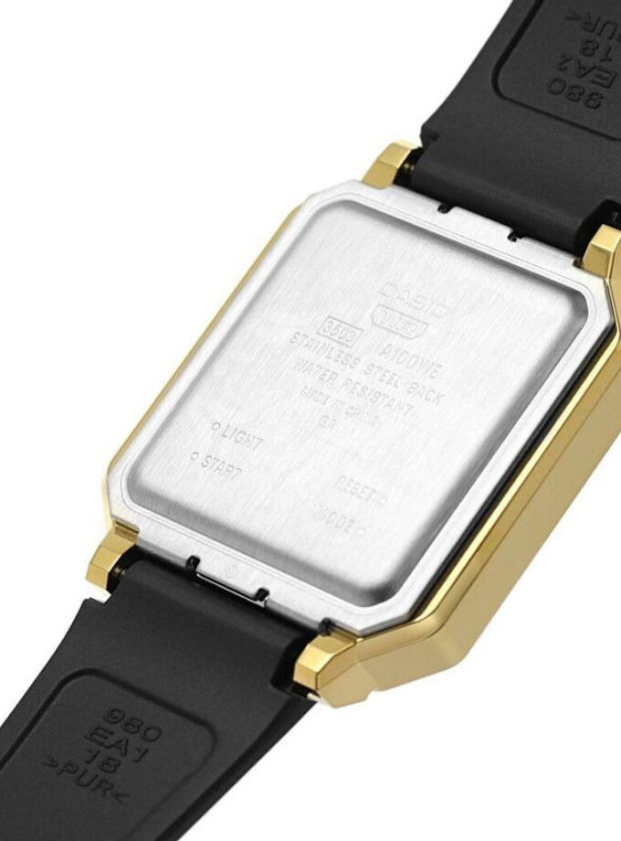 aiwatch_A100WEFG-9ADF - Montre Homme Casio Vintage - A100WEFG-9ADF - Bracelet en Résine noir - Cadran Or - Résistant à l'eau