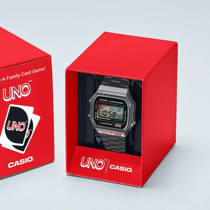 aiwatch_A168WEUC-1ADR - CASIO VINTAGE x UNO, Montre Casio A168WEUC-1ADR - Design Classique et Fonctionnalités Pratiques