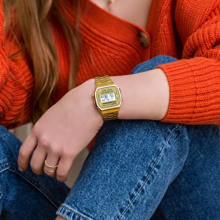 aiwatch_A168WG-9WDF - Montre Femme Casio Vintage - A168WG-9WDF - Bracelet en acier inoxydable Or - Affichage numérique - Résistant à l'eau