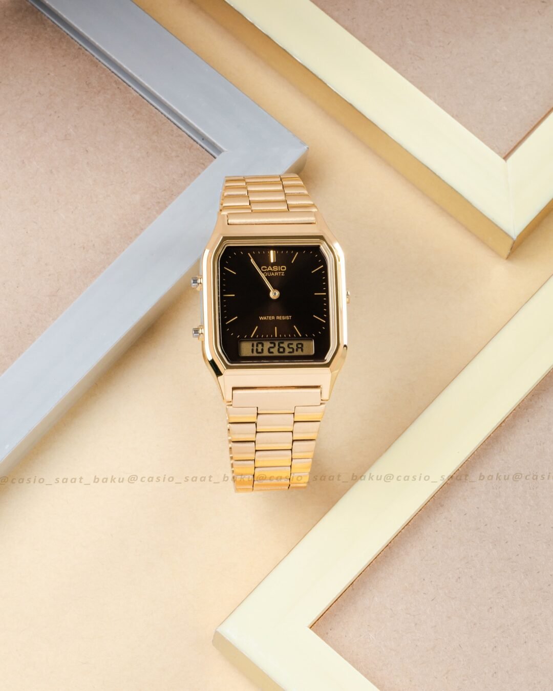 aiwatch_AQ-230GA-5AMQYDF - Montre Classique - Casio - Unisexe - Design Vintage, Bracelet Métallique, Résistance à lEau, Fonction Chronographe - Acier Inoxydable - Argenté - AQ-230GA-5AMQYDF