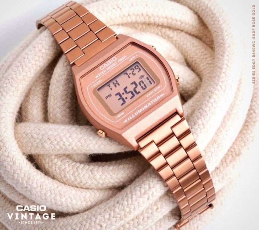 aiwatch_B640WC-5ADF - Montre CASIO Vintage Femme - B640WC-5ADF - Bracelet Doré En Acier Inoxydable -Résistante à l'eau - 12 Mois De Garantie