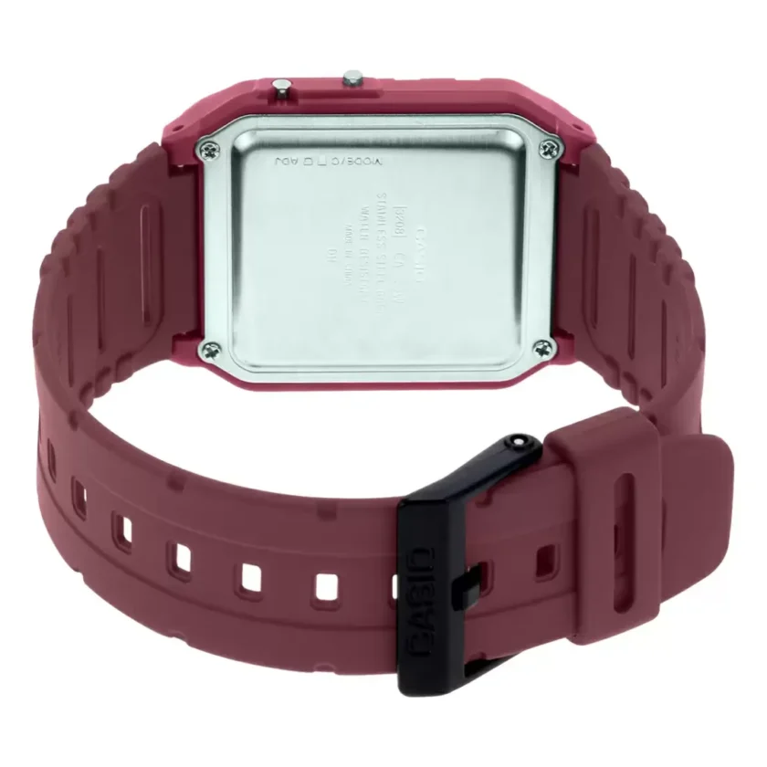 aiwatch_CA-53WF-4BDF - Montre Calculatrice Casio - CA-53WF-4BDF - Bracelet en Résine Rouge Bordeau - Affichage Numérique - Résistant à l'eau
