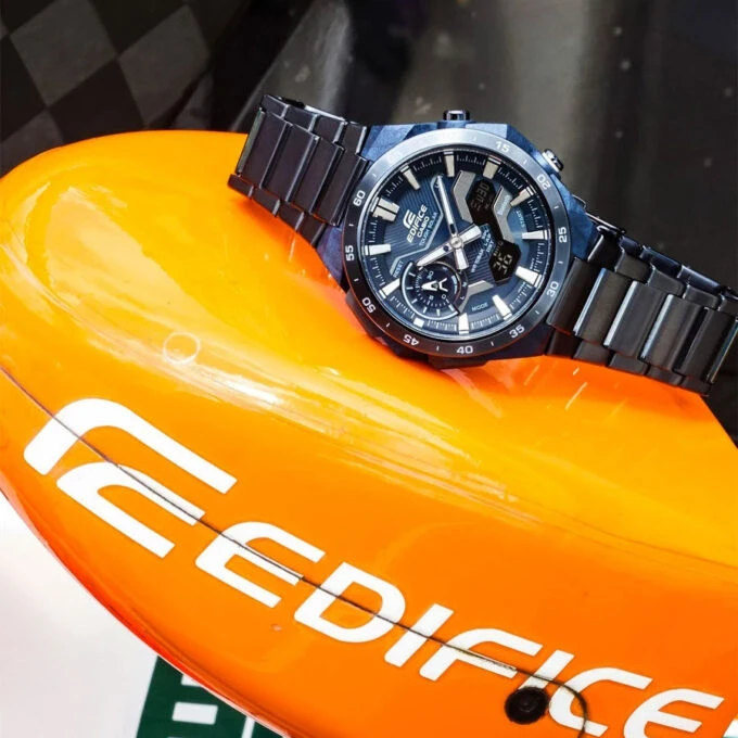 Montre Casio Edifice Homme Chronographe Bluetooth Acier Inoxydable Bleu Étanche Référence ECB-2200CB-2ADF