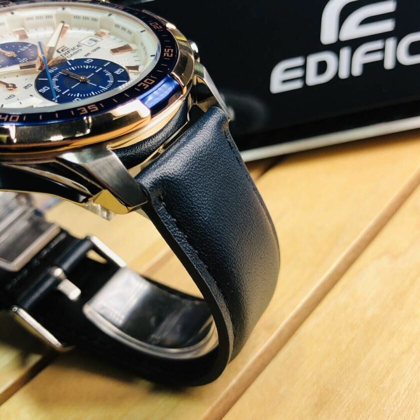 aiwatch_EFR-539L-7CVUDF - Bracelet-Montre Homme Casio Edifice - EFR-539L-7CVUDF - Bracelet Bleu En Cuir Véritable - Résistance à l'eau 10 ATM