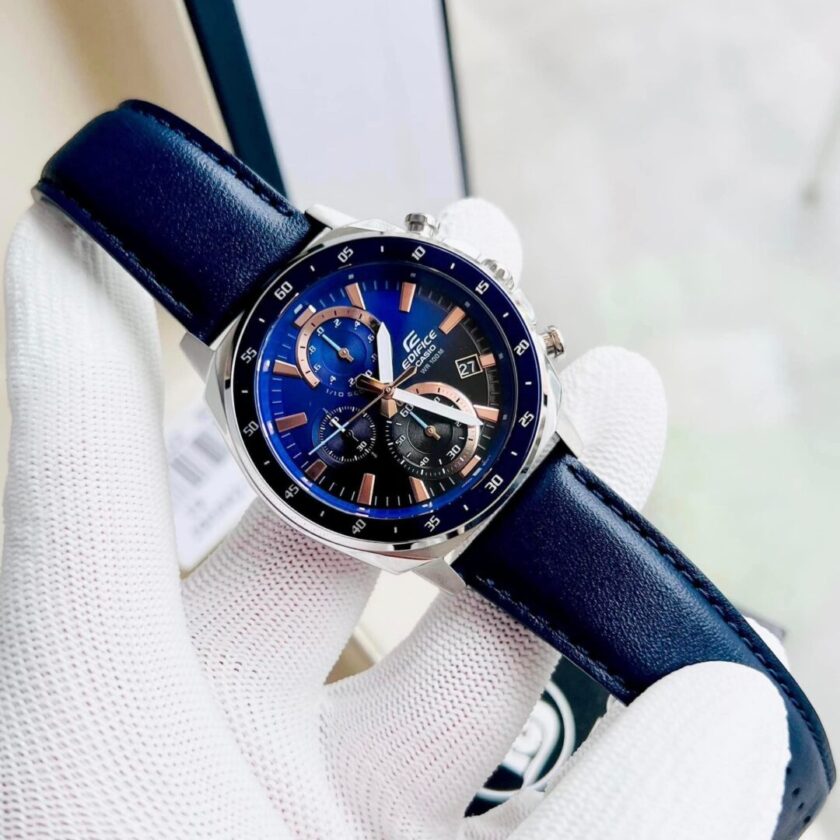 aiwatch_EFV-600L-2AVUDF - Montre CASIO Homme - Bracelet Bleu En Cuir Véritable - Résistante à l'eau - 12 Mois De Garantie - EFV-600L-2AVUDF
