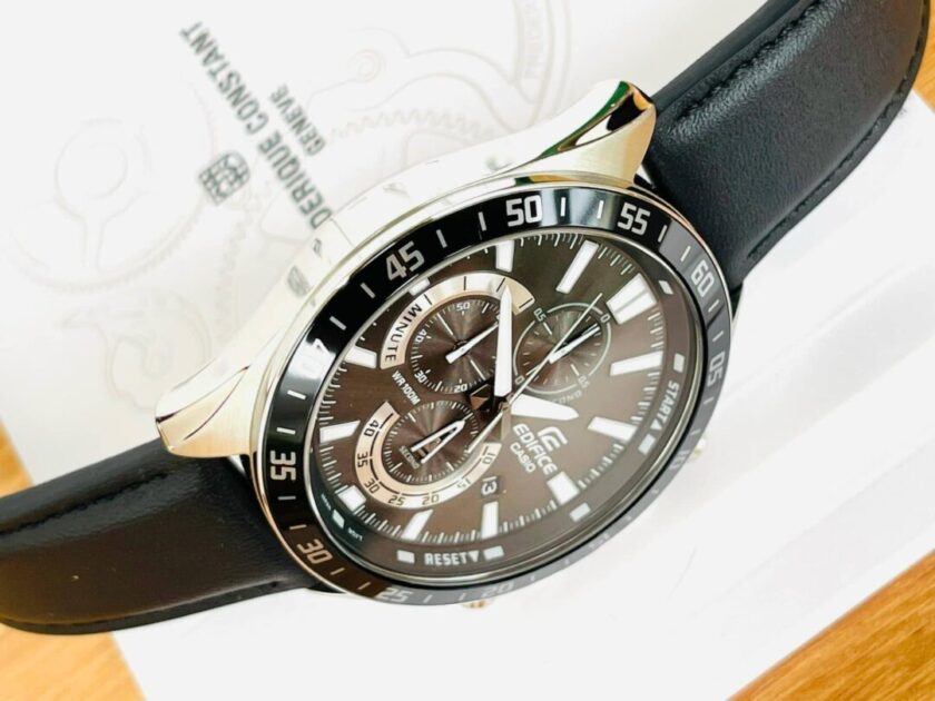 aiwatch_EFV-620L-1AVUDF - Montre-Bracelet Homme Casio Edifice - EFV-620L-1AVUDF - Bracelet Noir en Cuir Véritable - Résistance à l'eau 10 ATM