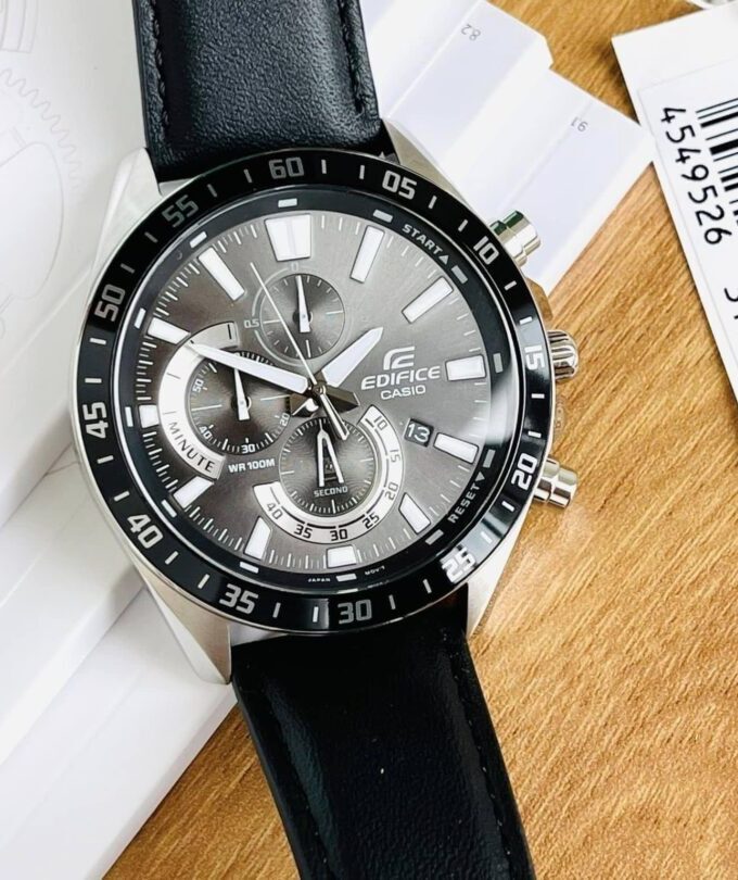 Montre-Bracelet Homme Casio Edifice - EFV-620L-1AVUDF - Bracelet Noir en Cuir Véritable - Résistance à l'eau 10 ATM