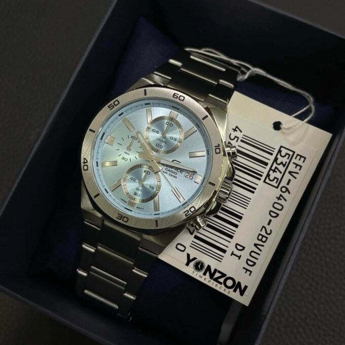 Montre Classique Homme - CASIO EDIFICE - Design Élégant, Bracelet Acier Inoxydable, Étanche 100M, Mouvement Quartz - Acier - Bleu - Référence EFV-640D-2BVUDF