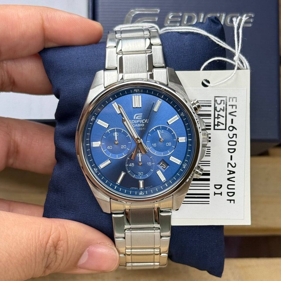 aiwatch_EFV-650D-2AVUDF - Casio EFV-650D-2AVUDF - Montre en Acier Inoxydable Résistante à l'Eau - Élégance Sportive avec Cadran Bleu