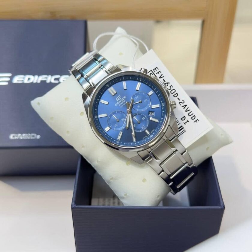aiwatch_EFV-650D-2AVUDF - Casio EFV-650D-2AVUDF - Montre en Acier Inoxydable Résistante à l'Eau - Élégance Sportive avec Cadran Bleu