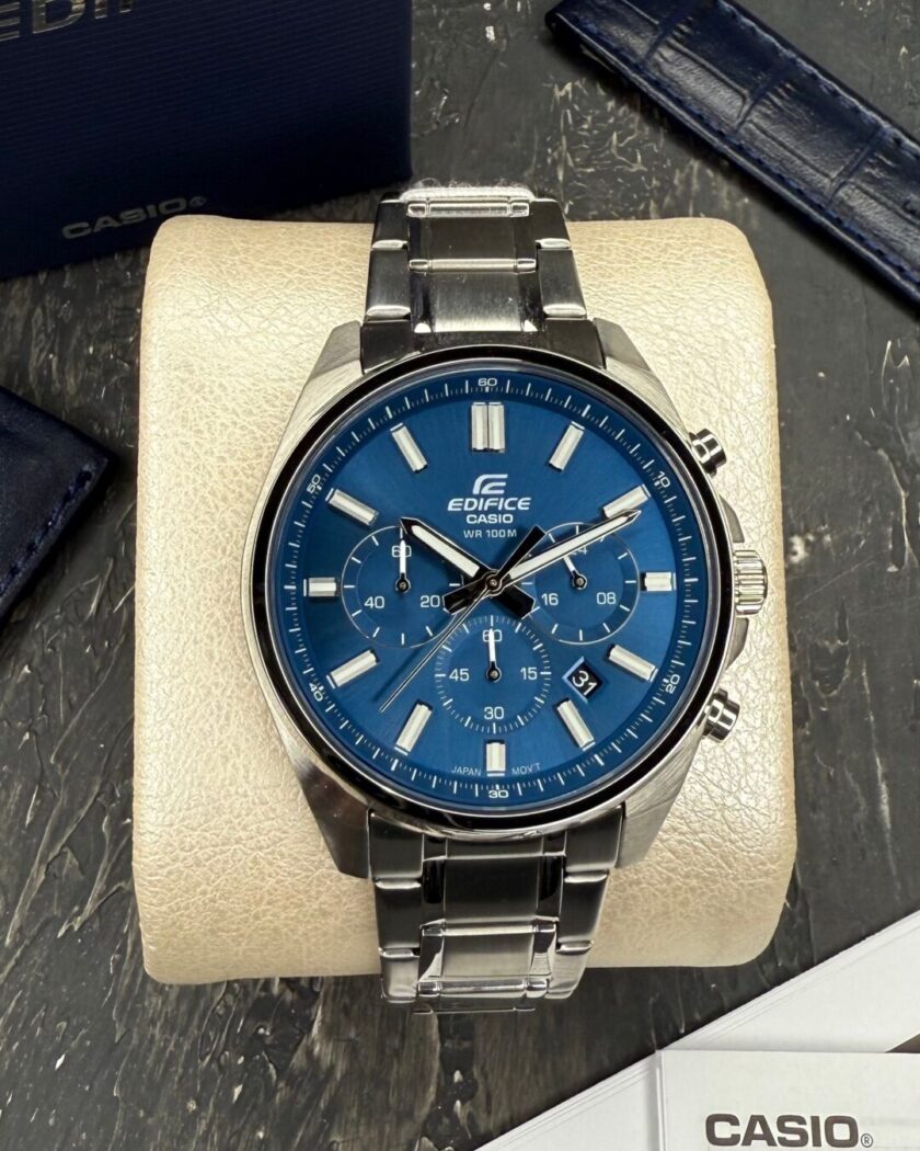 aiwatch_EFV-650D-2AVUDF - Casio EFV-650D-2AVUDF - Montre en Acier Inoxydable Résistante à l'Eau - Élégance Sportive avec Cadran Bleu