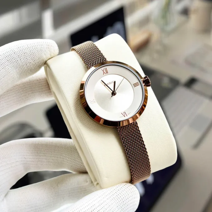 Montre Femme Casio Collection - LTP-E154MR-9ADF - Bracelet Dorée Rose En Acier Inoxydable - Résistance à l'eau 30 M