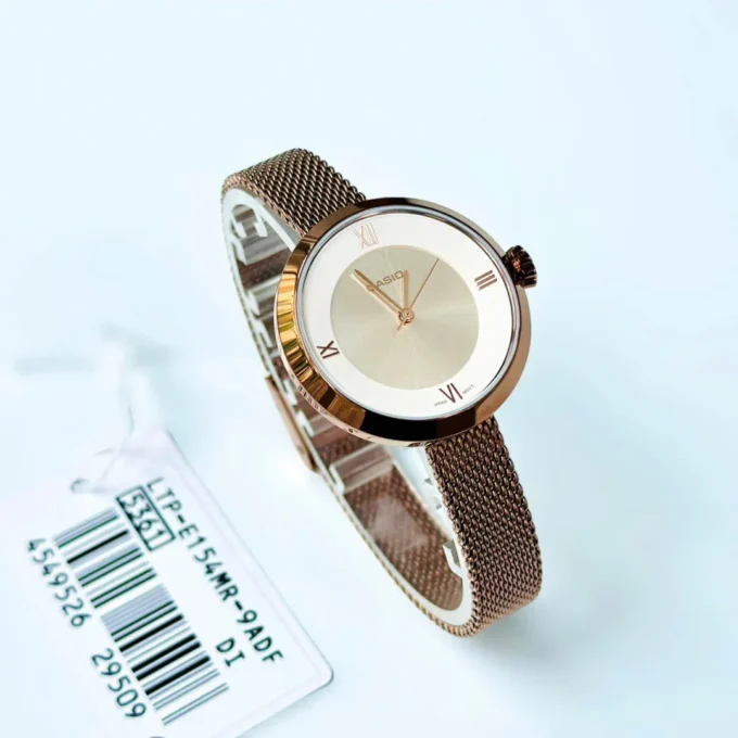 Montre Femme Casio Collection - LTP-E154MR-9ADF - Bracelet Dorée Rose En Acier Inoxydable - Résistance à l'eau 30 M