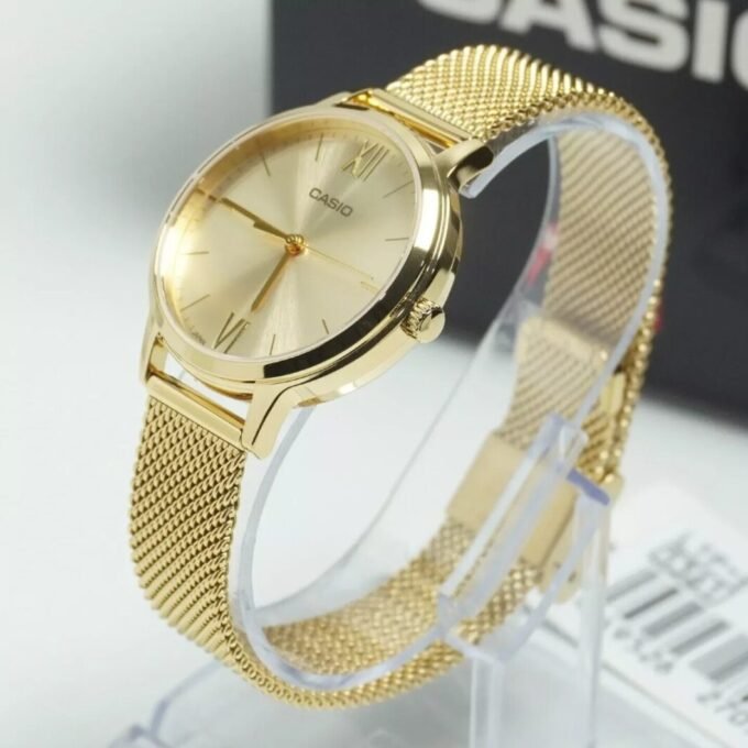 Montre CASIO Femme - Bracelet DoRée En Acier Inoxydable -Résistante à l'eau - 12 Mois De Garantie - LTP-E157MG-9ADF