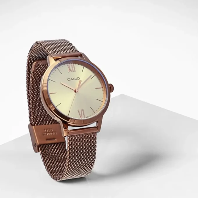 Montre Femme Casio - LTP-E157MR-9ADF - Bracelet en acier inoxydable Or rose - Affichage analogique - Résistant à l'eau