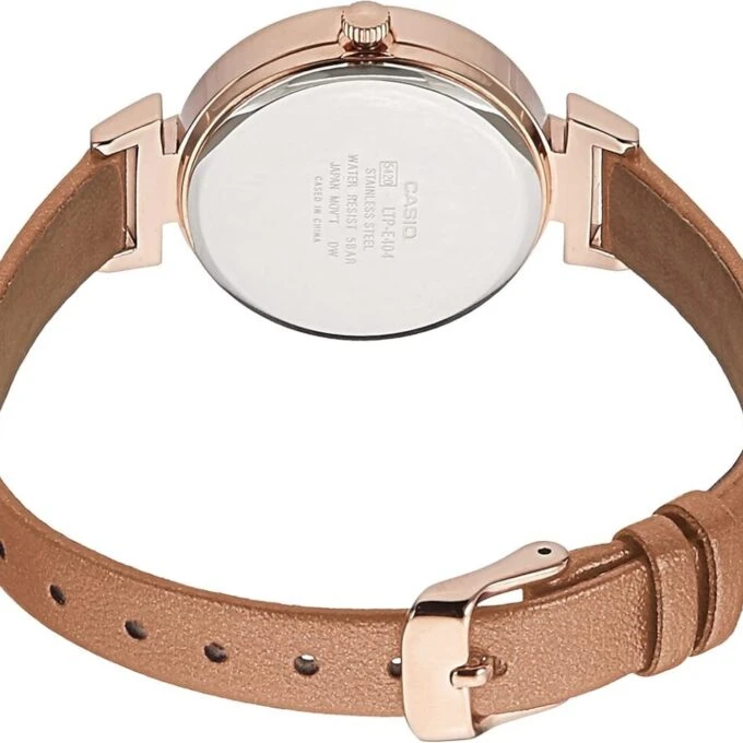 Montre CASIO Femme - Bracelet Marron En Cuir Véritable -Résistante à l'eau - 12 Mois De Garantie - LTP-E404PL-9A1VDF
