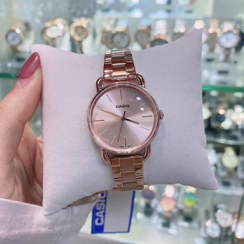 aiwatch_LTP-E414R-7ADF - Montre CASIO Femme - LTP-E414R-7ADF - Bracelet Doré En Acier Inoxydable - Cadran Blanc - 12 Mois De Garantie