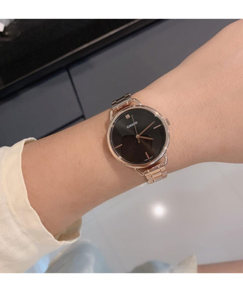 aiwatch_LTP-E415PG-1CDF - Montre Femme Casio - LTP-E415PG-1CDF - Bracelet en Acier inoxydable doré - Affichage analogique - Résistant à l'eau
